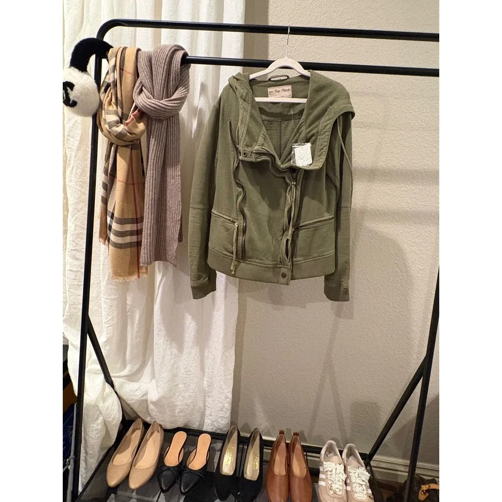 We The Free Free People Olive Sparrow Asymmetric Zip Hoodie Jacket Green XS NWT